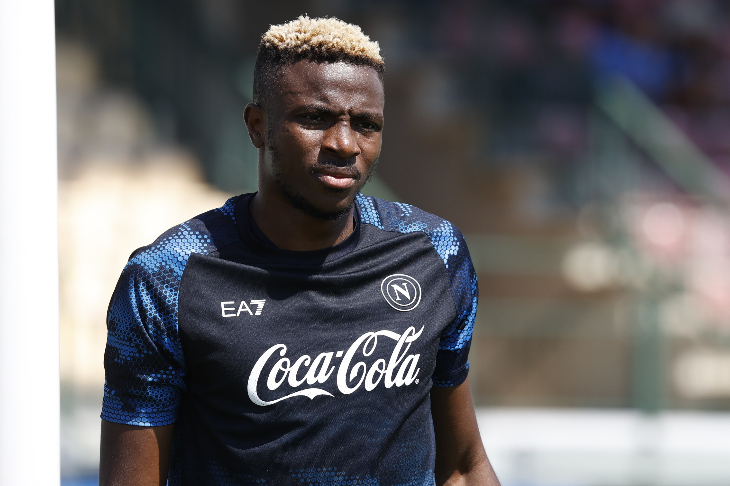 Victor Osimhen seen in pre-season training for Napoli in August 2024